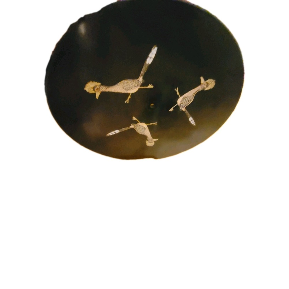 Vintage Mid Century Couroc of Monterey Round Road runner Serving Tray California